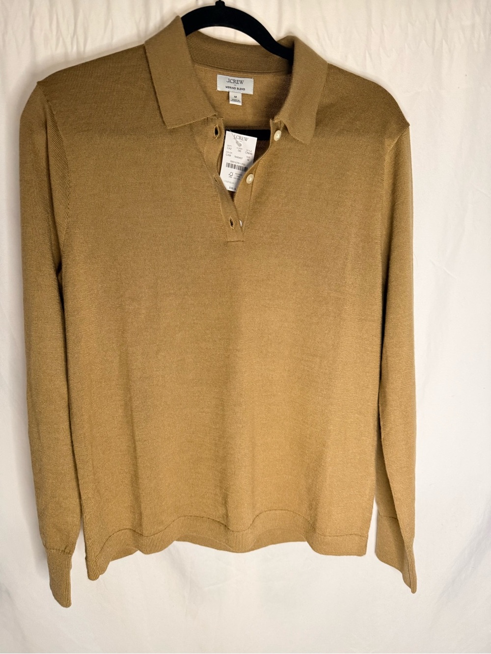 J. Crew Merino-Blend Polo Sweater in Camel